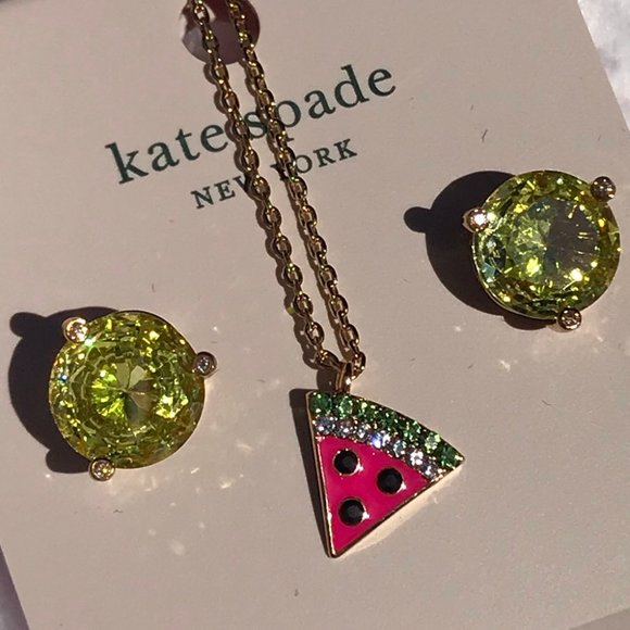 kate spade Jewelry - KATE SPADE watermelon necklace and studs